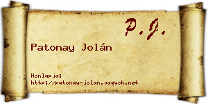 Patonay Jolán névjegykártya