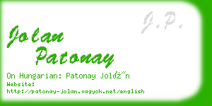 jolan patonay business card